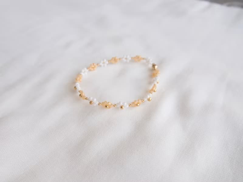ビーズブレスレット　【　pearl orange　】　　マグネット金具