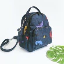 防潑水 3用小後背包 側背包 肩背包 旅行隨身包- 浪花朵朵 深藍色