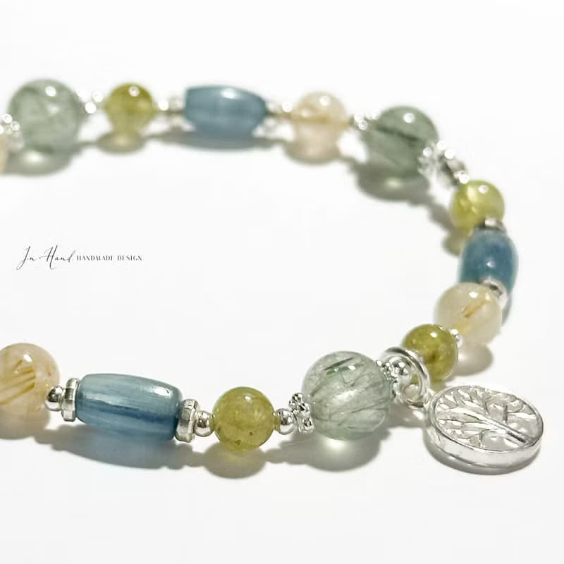 沐光山野之色-原礦拉利瑪-純銀設計款手鍊