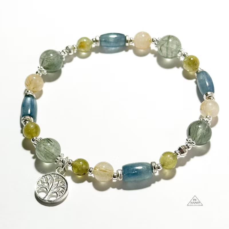 沐光山野之色-原礦拉利瑪-純銀設計款手鍊