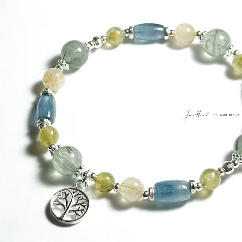 沐光山野之色-原礦拉利瑪-純銀設計款手鍊