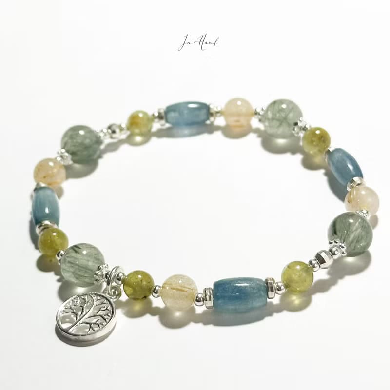 沐光山野之色-原礦拉利瑪-純銀設計款手鍊