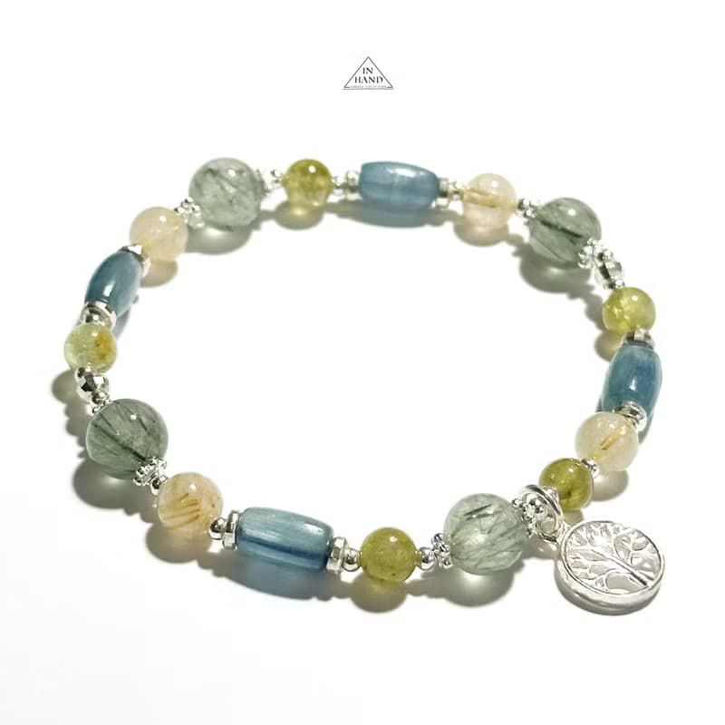 沐光山野之色-原礦拉利瑪-純銀設計款手鍊