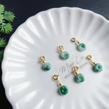 天然緬甸玉翡翠 陽綠飄花 平安扣 (附鍊) 隨意扣 滴溜 項鍊 手鍊