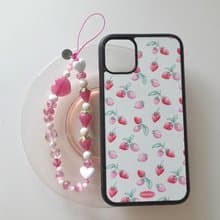 Love Pink Phone Strap Keychain, Phone Strap, Glass Beaded Mobile Phone Strap, Handmade
