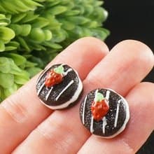 Chocolate Cake Studs Kawaii Food Dessert Stainless Steel Stud Earrings Jewelry