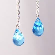 至高の水色・ブルトパブリオレット・樹脂イヤリングSV925【Pio by Parakee】Blue topaz briolette