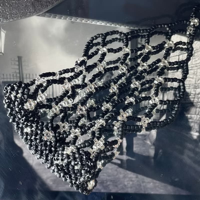 黑銀復古花邊手套