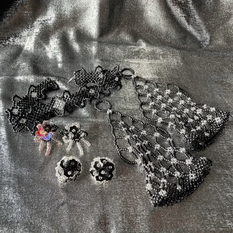 黑銀復古花邊手套