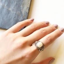 Vintage Embed Pearl Silver Cocktail Ring