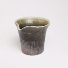 明芽窯 l 柴燒無釉刀紋茶海 公道杯 原色 落灰 茶具 陶器 H7