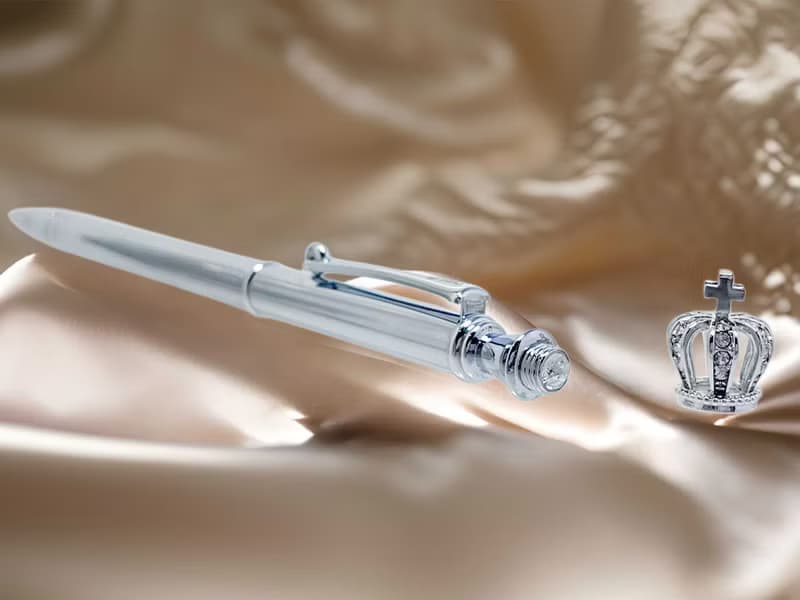 【DT&CREATION】健康樂活珠寶國王金屬原子筆(附項鍊)-銀