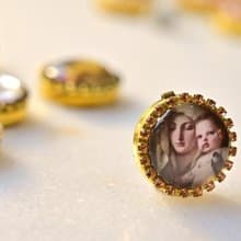 Button Cover手作鈕扣飾~復古宗教feel~名畫系列:帶金翅雀的聖母