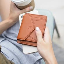 Daily (caramel) : Mini wallet, short wallet, cow leather, Orange-brown