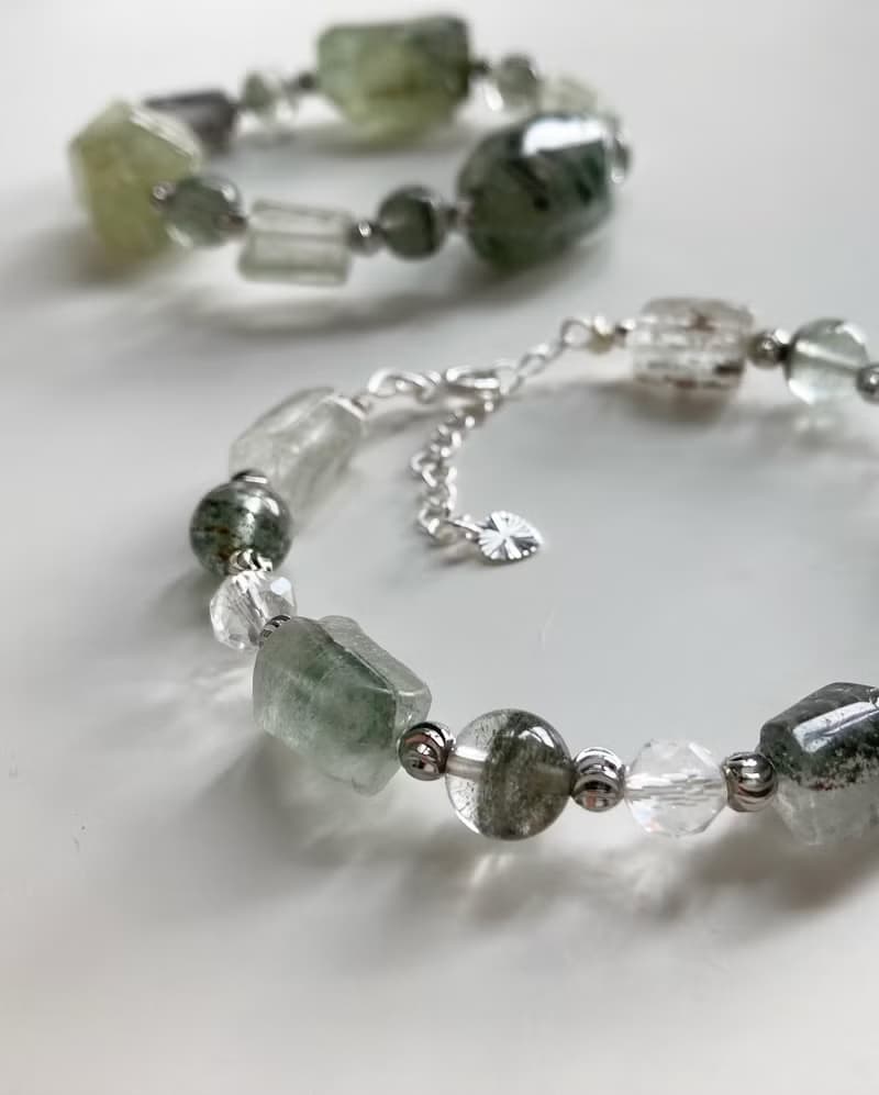 強化心肺/招正財貴人/擋霉運 天然水晶綠幽靈手鏈