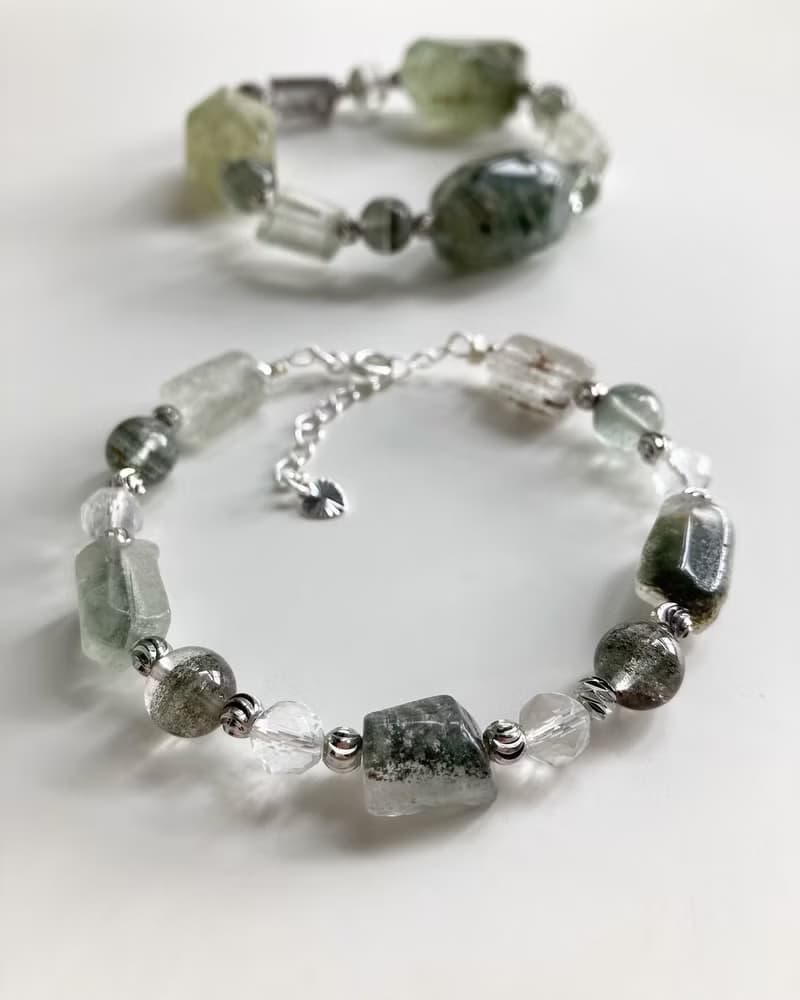 強化心肺/招正財貴人/擋霉運 天然水晶綠幽靈手鏈