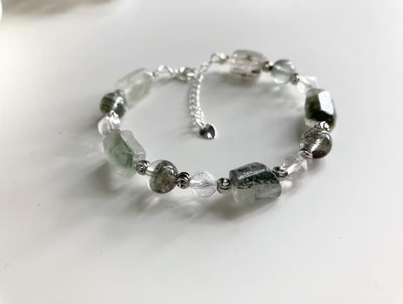 強化心肺/招正財貴人/擋霉運 天然水晶綠幽靈手鏈