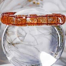 【高品橘金草莓超七】天然透體高品 金太陽石手排