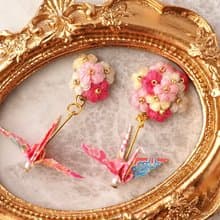 【耳環/耳夾】鉤針花束/微型/摺紙