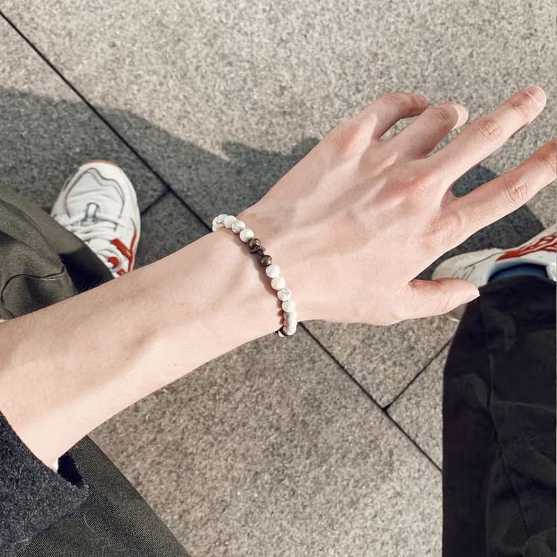 Op.33 復古天然石手鏈 古法手工做舊 白松石