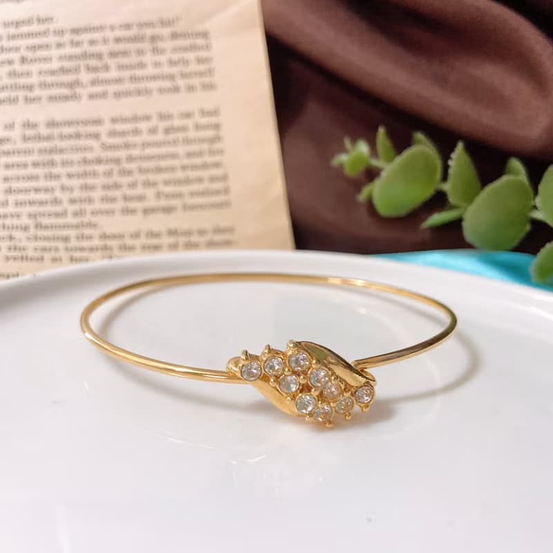 【西洋古董飾品】優雅小麥感拾穗萊茵鑽 藤蔓勾扣 手環 手鍊