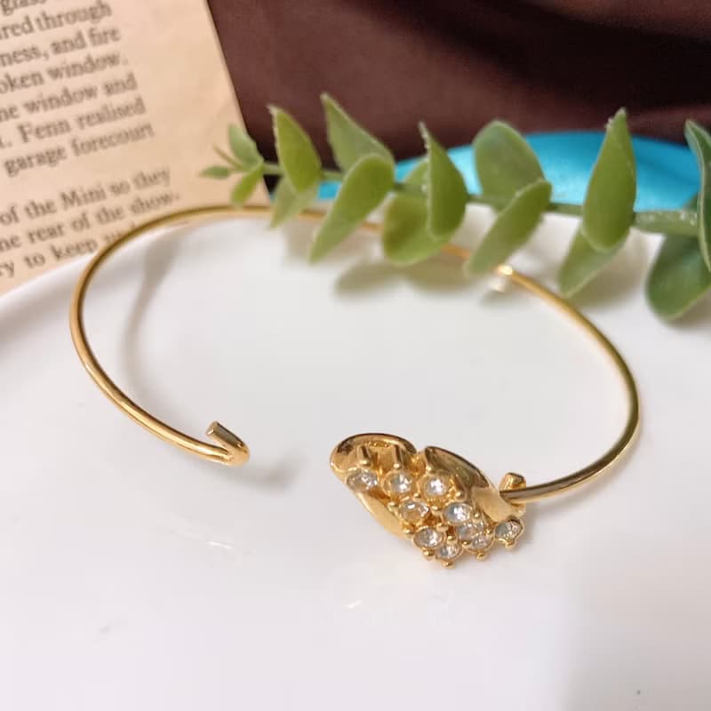 【西洋古董飾品】優雅小麥感拾穗萊茵鑽 藤蔓勾扣 手環 手鍊