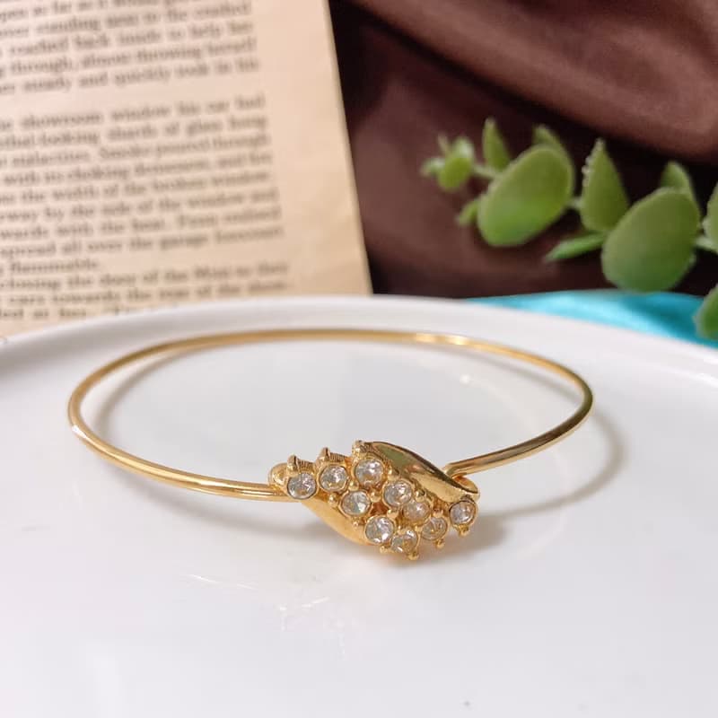 【西洋古董飾品】優雅小麥感拾穗萊茵鑽 藤蔓勾扣 手環 手鍊