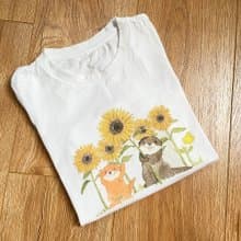 可愛水獺與向日葵原創兒童T恤插畫童裝TEE