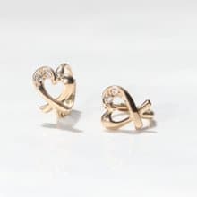 14K 愛心鑽耳扣耳環 (內徑 6 mm) (單個) 洗澡免摘  不褪色