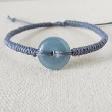 【金剛結】本命年【歲歲平安】冰藍水雪花棉翡翠韓國蠟線手鍊Gd07