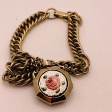 Vintage 花卉琺瑯香水瓶 手鏈