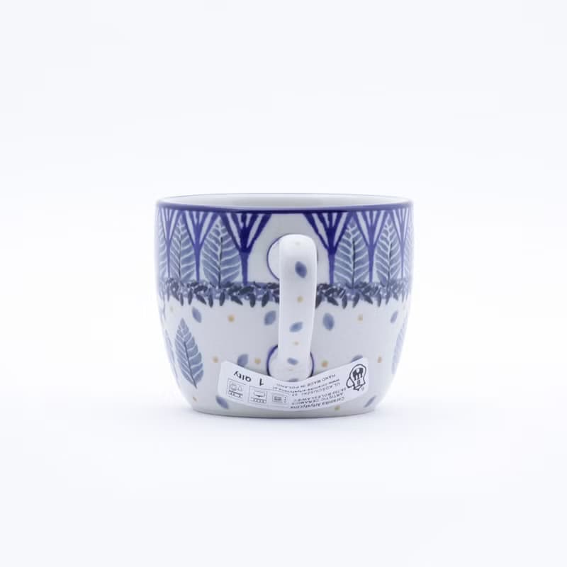 波蘭陶-馬克杯-170ml-高6.5-森林中貓頭鷹-藍葉