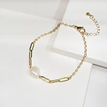 巴洛克珍珠316醫療鋼手鍊/不鏽鋼手鍊 珍珠手鍊 14K金色手鍊 輕奢