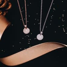 L'amour 閃爍圓形頸鏈 (白金色)