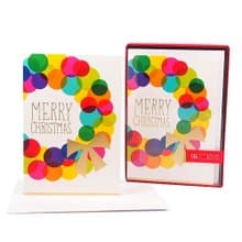 彩色繽紛花圈  耶誕盒卡16入【Hallmark-卡片 聖誕節系列】