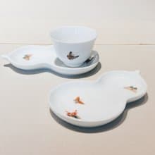 自慢監製 不言美器 釉中彩 葫蘆 杯托