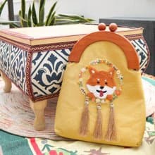 刺繡狗狗捕夢網口金包 | 柴犬, 黃色