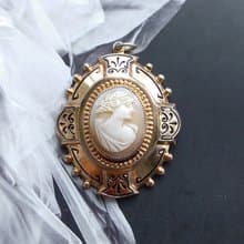 【西洋古董飾品 】古典 Cameo 貝雕 仕女 項鍊墜