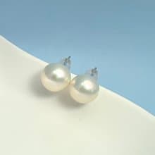 素耳釘 天然淡水珍珠 大珍珠 純銀 耳釘 耳環 簡約