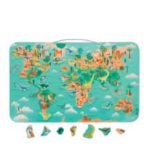 【法國Janod】磁性木質拼圖-恐龍地圖50pcs