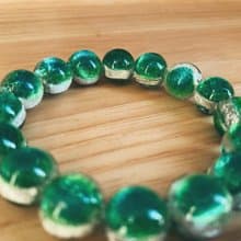 【琉璃系列】12MM水綠銀箔夜光琉璃珠手鍊