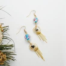 飛機耳 / 原創耳飾 x 金屬線創作 / 【滿盛】/ 窯燒琉璃