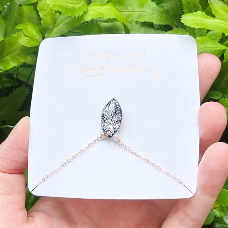 防小人避邪首選 高透鑽切面 蕾絲黑髮晶 橄欖型項鍊