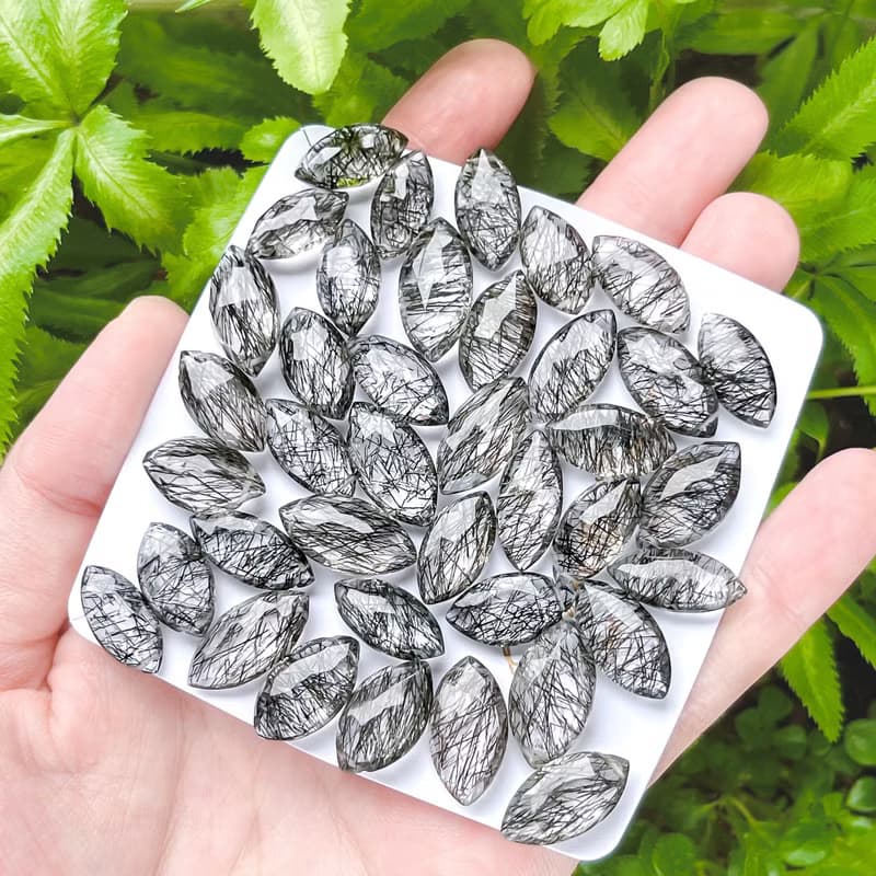 防小人避邪首選 高透鑽切面 蕾絲黑髮晶 橄欖型項鍊