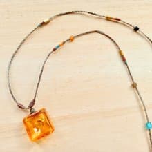 手工方塊琉璃精油瓶灰色四股結項鍊 (四色可選)