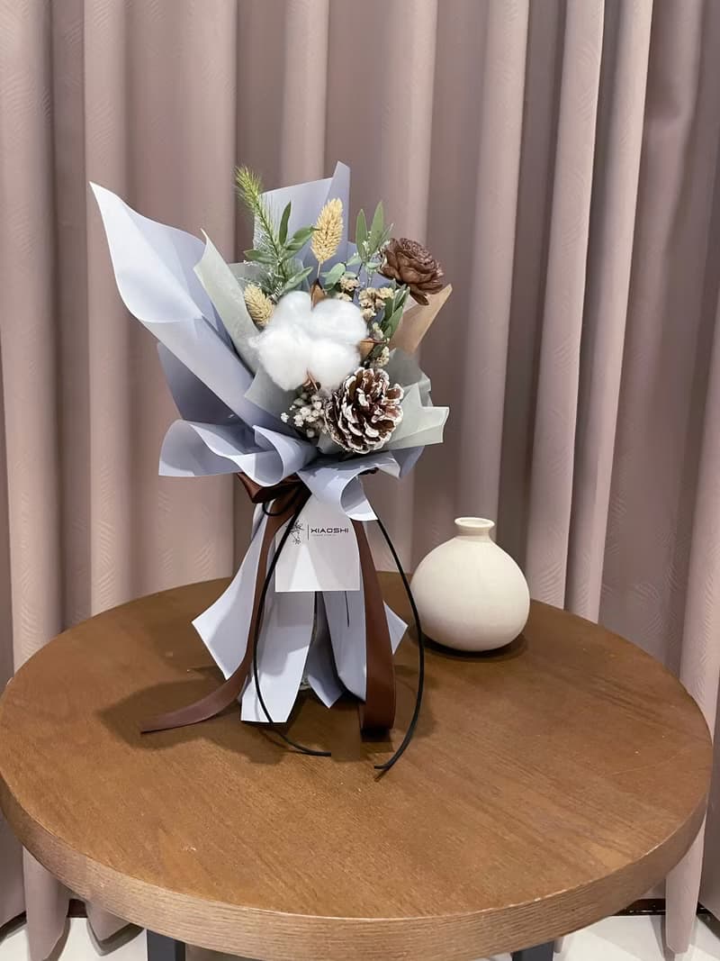 棉花松果乾燥花束 棉花花束 畢業禮物 生日禮物 聖誕禮物