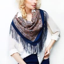 Authentic Pavlovo Posad Russian Shawl Scarf Soft 100% Wool 89x89 cm 543-15