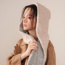 【情人節禮盒】BROWN SUGER 系列 - 棉花糖 * 連帽圍巾 編織 圍巾