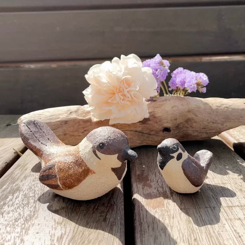 A Lu 小鳥陶花器/擴香器/禮物 原創手作手繪 僅此一件