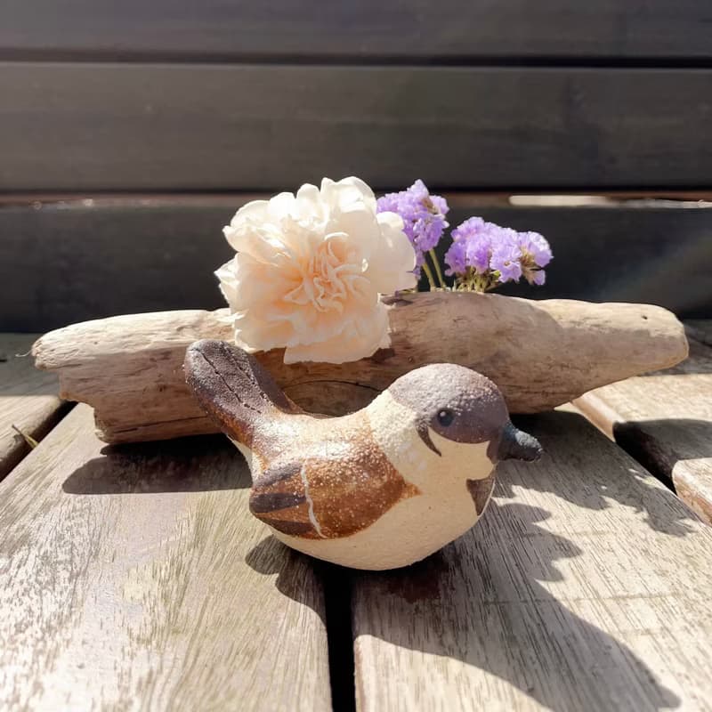 A Lu 小鳥陶花器/擴香器/禮物 原創手作手繪 僅此一件